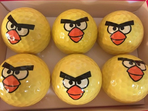 Box of 6 GOLF BALLS (NEON YELLOW) Angry Bird NIB - Picture 3 of 3