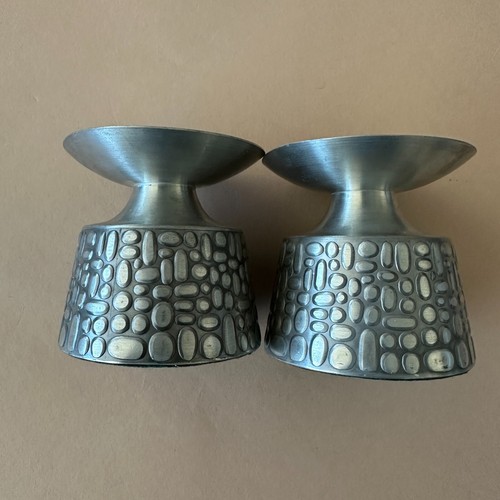 Vintage 2 MÅSTAD PEWTER, Norway Taper Candle Holders PEBBLE DESIGN 509 - Picture 11 of 13