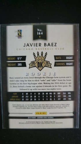 JAVIER BAEZ - 2015 PANINI DIAMOND KINGS - ROOKIE - CARD # 164 - DETROIT TIGERS - Picture 2 of 2