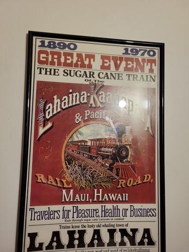 Vintage 1890-1970 The Sugar Cane Train Pacific Railroad Poster Maui Hawaii - Picture 2 of 7