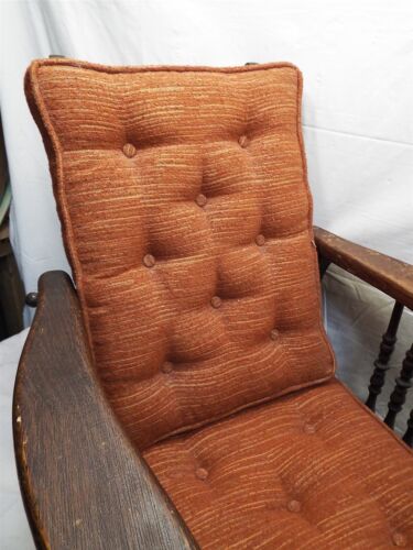 Original Antique Wood Oak Child's Mission Morris Chair Adjustable Back Recliner - Picture 3 of 12