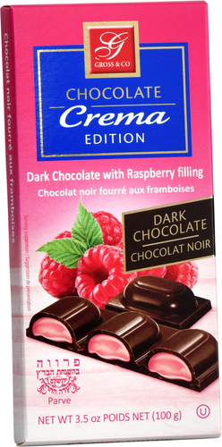 Crema Edition - Dark Chocolate Bar with Raspberry Filling - Kosher - 5-Pack - Picture 2 of 2