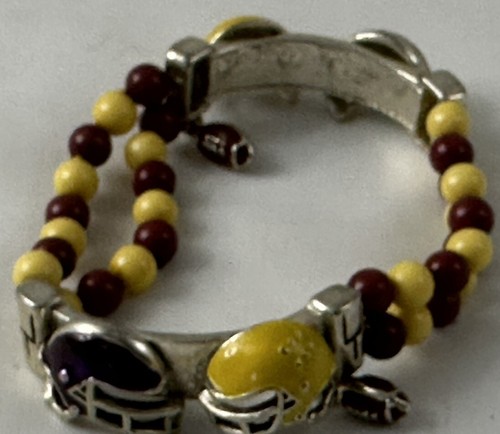Football Bracelet Generic MaroonYellow Beads Purple & Yellow Helmets Vintage - Picture 13 of 14