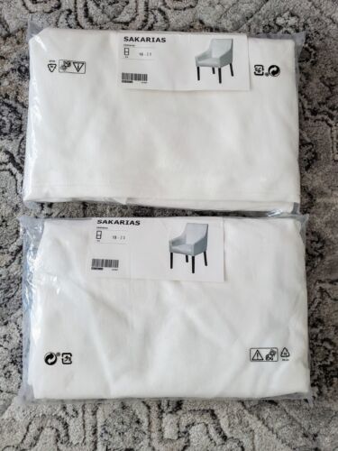 Set Of 2 New IKEA SAKARIAS Inseros Armchair Covers White Cotton 003.843.43 22390 - Picture 1 of 12