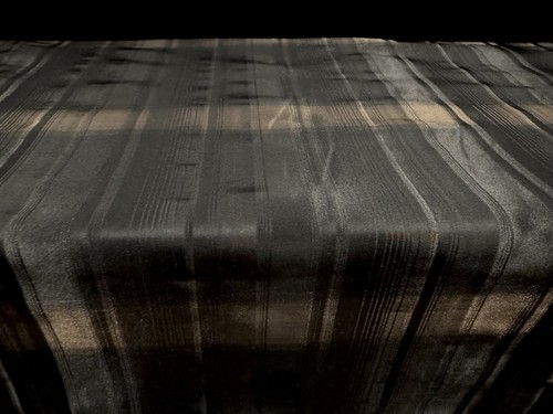 Taffeta Faux Silk Fabric, Per Metre - Shadow Check - Black & Bronze - Picture 2 of 4