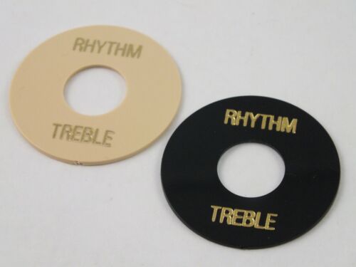 3 Way TOGGLE SWITCH ROUND PLATE Les Paul RHYTHM TREBLE stamped in Gold, 2 Cols - Picture 2 of 5