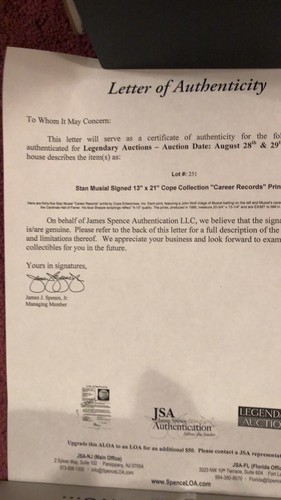 Stan Musial Autographed Poster  - Picture 2 of 2