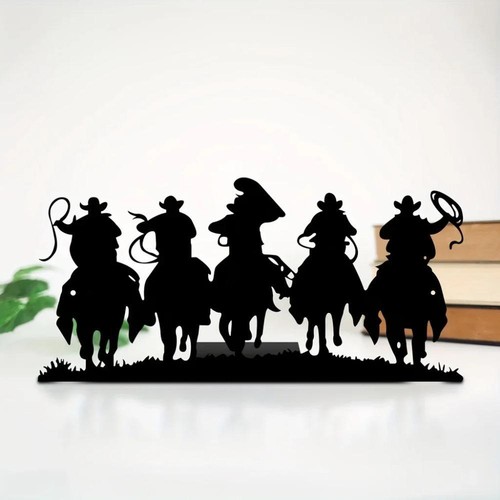 Metal Cowboy Wall Decor Vintage Cowboy Silhouette Room Decor for Home - Picture 4 of 13
