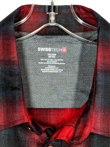 Swiss Tech Plaid Flannel Button Up Long Sleeve Outdoor Mens Shirt Size XXL 50-52 - Picture 3 of 9