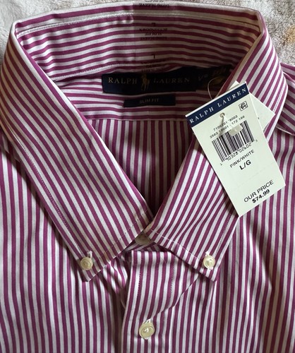Ralph Lauren Polo Men's L Skin Fit - Long Sleeve Button-Down Oxford Shirt - Picture 2 of 3