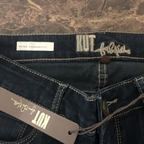 KUT From The Kloth womens Jeans 2 High Rise Bootcut Dark Wash Stretch NEW - Picture 6 of 7
