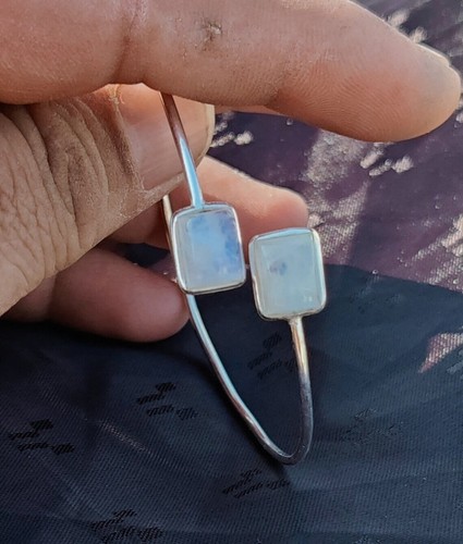 Delicato Pietra Lunare Arcobaleno Gemma Argento Sterling 925 Artigianale - Foto 5 di 5