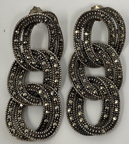 Vintage Art Deco Sterling Silver Marcasite Double