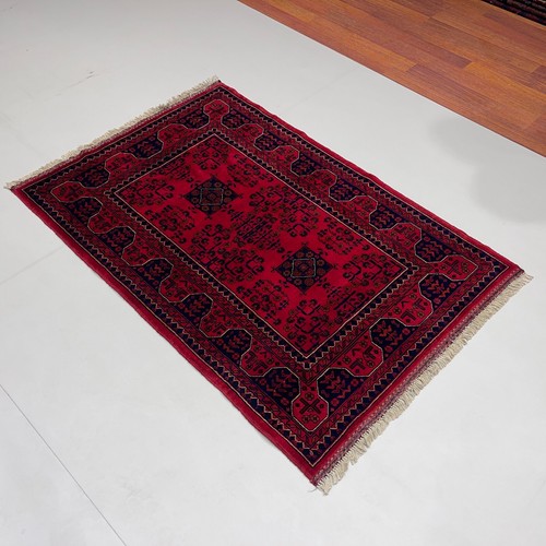 Alfombra de lana afgana Khal Mohammadi hecha a mano (3'3" x 4'9") Borgoña - Imagen 6 de 9