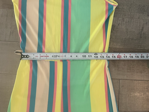 Vtg Jumpsuit Halter M-L Rainbow Pastel Striped Wide Leg Belt 70s - Picture 9 of 16