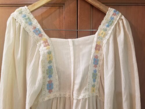 Abito vintage Rags by Kressandra hippie boho ricamo floreale maniche a sbuffo taglia 7 - Foto 9 di 12