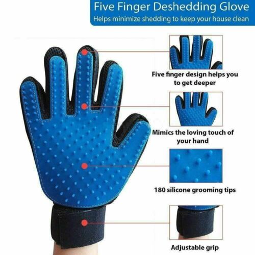 1Pair Pet Hair Remover Gloves Dog Cat Brush Bath Grooming Massage Cleaning Tool - Picture 3 of 24
