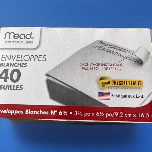 Sobres Mead autosellantes sin lamer blancos 40 unidades 3 x 6 pulgadas accesorio de oficina en casa - Imagen 4 de 8