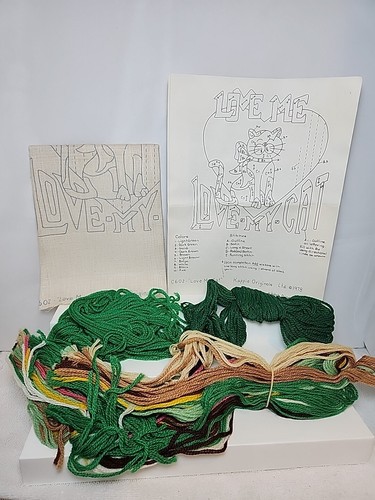 Vtg 1978 KAPPIE Creative Stitchery LOVE ME LOVE MY CAT Pillow Kit C602 *READ* - Picture 6 of 9