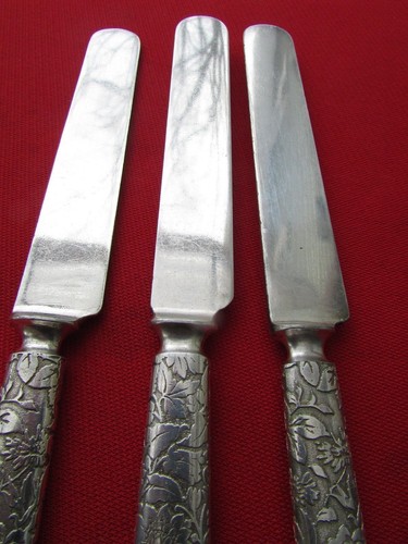 Lote de 3 cuchillos de cena 1886 con patrón Brocade de Rogers Bros plato de plata 9 1/4" - Imagen 12 de 12