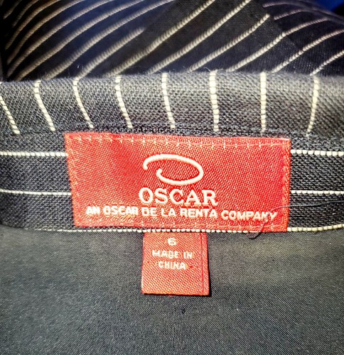 Oscar Oscar de la Renta Leinenblazer blau Nadelstreifen Größe 6 - Bild 6 von 8