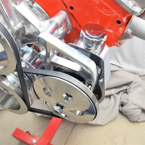 Small Block Chevy Polished Aluminum Bracket & Pulley Kit Long Water Pump 350 400 - Picture 6 of 8