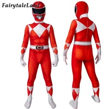 Dino Rangers Jumpsuit Uniform Cosplay Costume Kids Printing Stretchy Bodysuit US