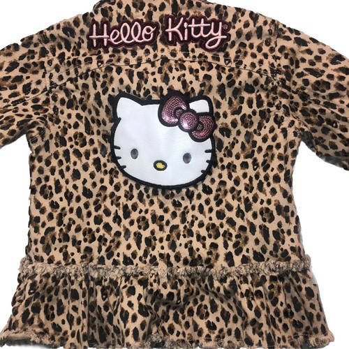VTG Hello Kitty Jacket Girls Sz 4 Leopard Cheetah Print Sequins Embroidered S406 - Picture 2 of 10