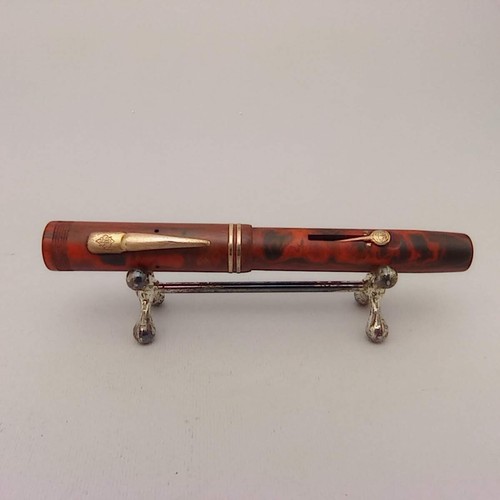 Conway Stewart Red Ripple The Duro Pen Lever Fountain Pen 14 EF Flex Nib VTG 20s - Picture 3 of 16