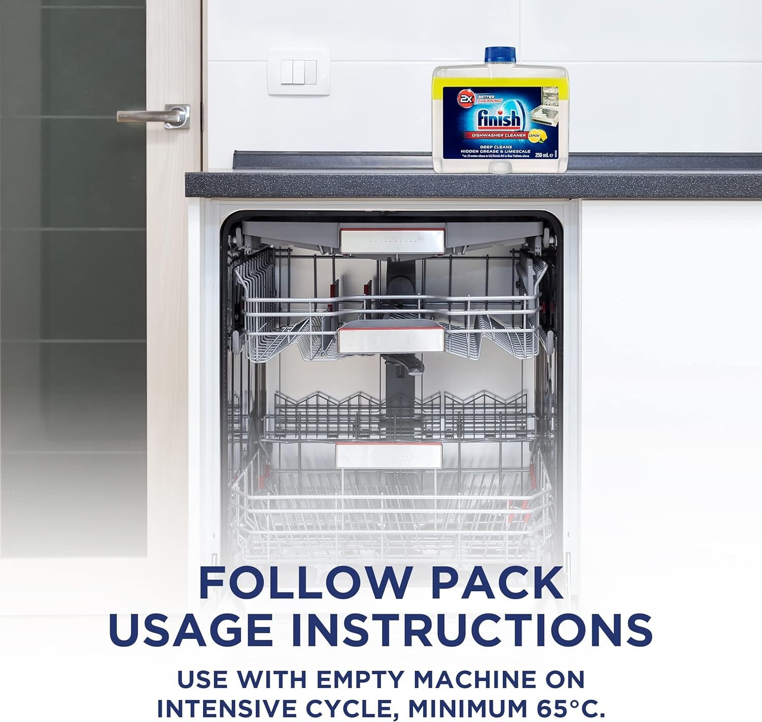 Finish Dishwasher Cleaner Liquid, Lemon Sparkle Bulk Pack, 6 Packs Of