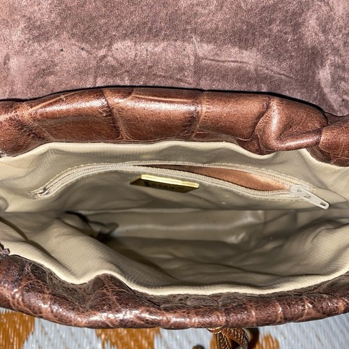 Sharif Crossbody/Shoulder Bag Suede Interior Woven Leather With Fabric /Snake - Picture 9 of 14