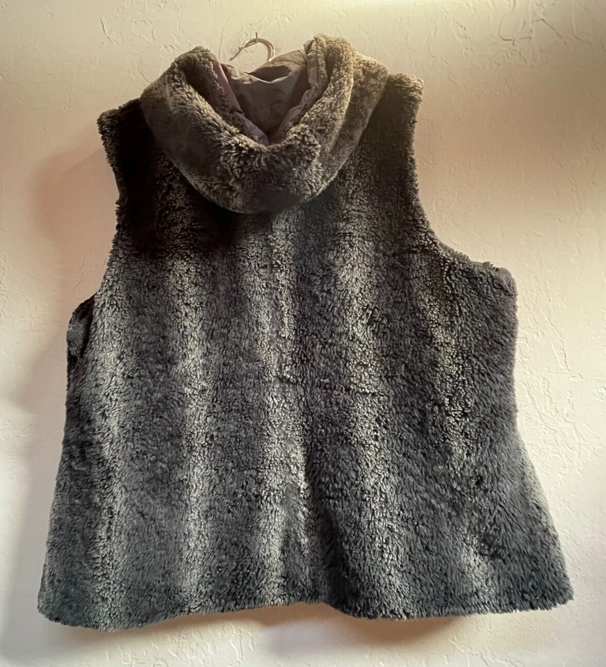 Chaleco Suéter Kristen Blake Mujer Piel Sintética Con Capucha Reversible XXL Negro Acolchado Foto 2 de 4