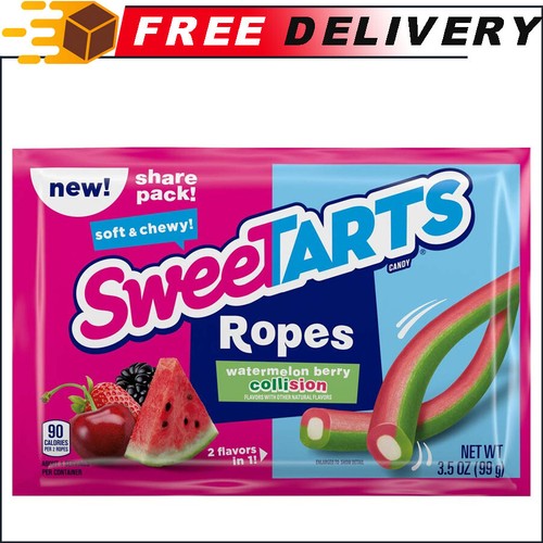 SweeTarts Ropes Watermelon Berry Collision 2 Flavors in 1, Share Pack 3