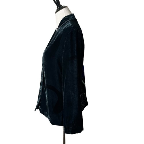 Chico's Samtjacke Damen Gr. 1 M grün Schmetterlingsmuster Boho Whimsigoth - Bild 2 von 21