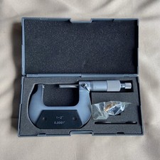 1"-2" MICROMETER - .0001 GRADUATION - IN FITTED CASE Carbide Tipped