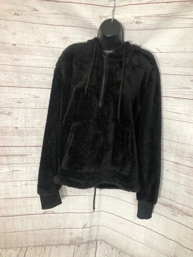 Roma Concept by Rosee Women s Black Hoodie 1 2 Zip Size L Large