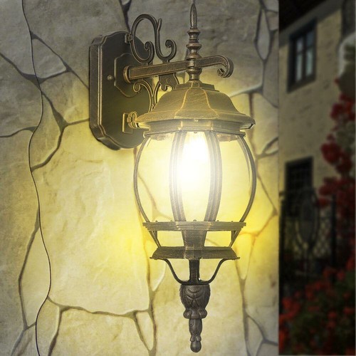 Lampione Vittoriano Classico a Parete Lampada Applique Esterno Alluminio Ottone - Foto 2 di 5
