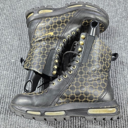 Vintage Nike ACG Womens 7.5 Combat Boots Black Yellow Hiking Retro 311910-071 - Picture 2 of 16