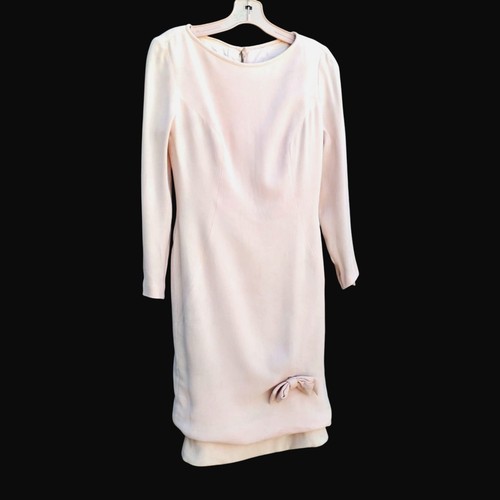 60s Mr Blackwell Design Small Pale Pink Wiggle Sheath Dress Space Age Minimalist - Picture 5 of 16