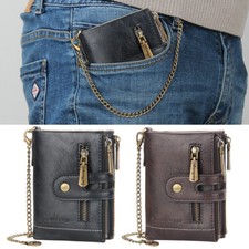 Mens RFID Blocking Leather Wallet Credit Card ID Holder Zipper Purse Waterproof