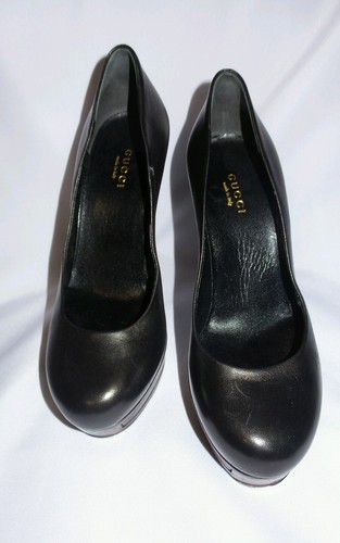 Authentic Gucci Leather Platform Pump Black 35.5 - Picture 3 of 10