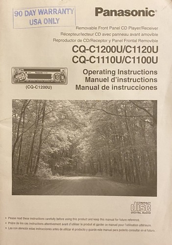 PANASONIC CQ-C11200U Car CD Player Receiver Original C1120U Instructions Manual - Picture 1 of 3