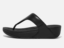 Fitflop Women's LuLu Leather Toepost Thong Sandals I88-001 Black