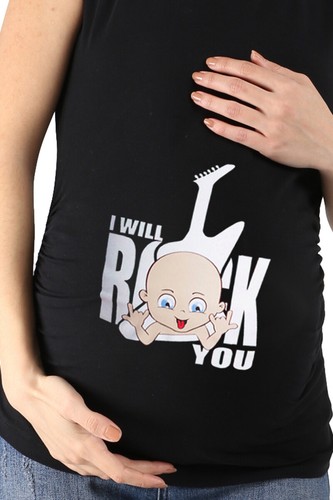 I Will Rock You frech süß lustig Umstandsshirt Aufdruck Spruch Tshirt Schwanger - Bild 12 von 33