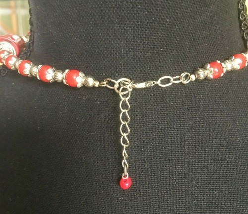 Еxclusiv Necklace Red Coral Statement choker with large pendant ballerina OOAK - Picture 8 of 9