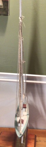 Monroe Lane, Coastal Wood , Sail Boat Sculpture, 14”L., 2”W., 22” H. - Picture 5 of 12