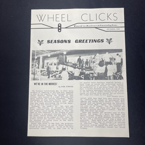 Wheel Clicks Pacific Railroad Society Monthly Newsletter Journal 1980 December - Picture 1 of 8
