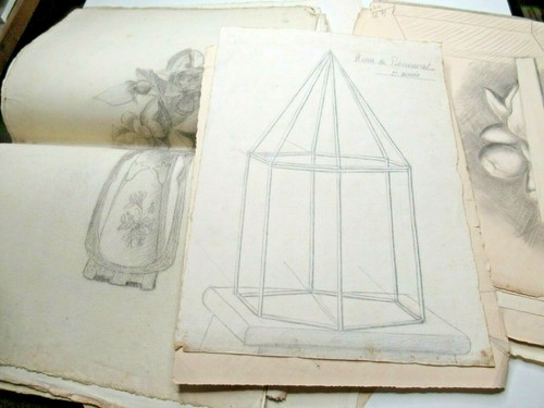 11 AQUARELLES ET DESSINS DIVERS Signés ANNE DE BONNEVAL 1914 ETUDES EVENTAILS - Bild 6 von 9