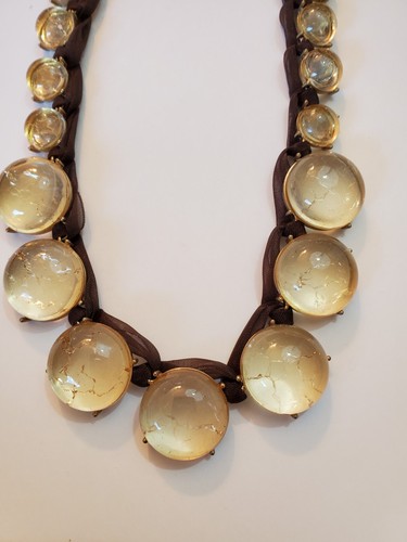 Talbots Champagner Cracked Glaskugel Perlen Braun Band Halskette Statement - Bild 2 von 4