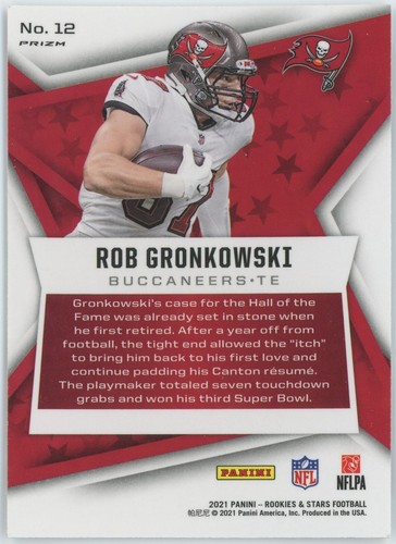 Tarjeta Rob Gronkowski 2021 Panini Rookies & Stars Pulsar Prizm #12 - Imagen 2 de 2